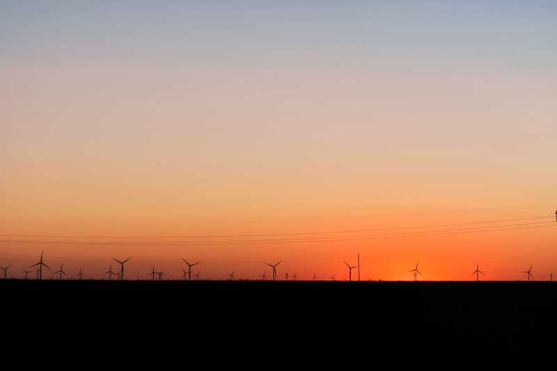 Wind turbines in the sunset